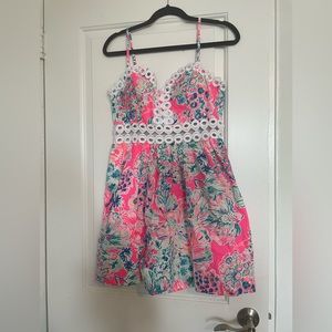 Lilly Pulitzer 8 Rika Dress Tiki Pink Gypsea Fit & Flare Resort Party Cocktail